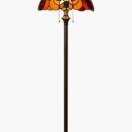 Lampadaire Tiffany avec abat-jour en verre vitrail orange — LZ4X9P