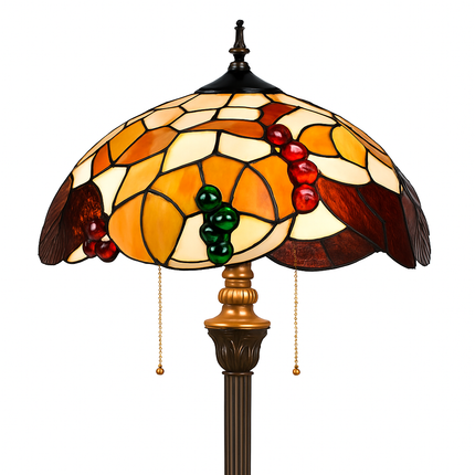 Lampadaire Tiffany avec abat-jour en verre vitrail orange — LZ4X9P