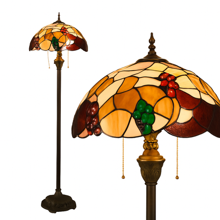Lampadaire Tiffany avec abat-jour en verre vitrail orange — LZ4X9P