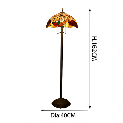 Lampadaire Tiffany avec abat-jour en verre vitrail orange — LZ4X9P