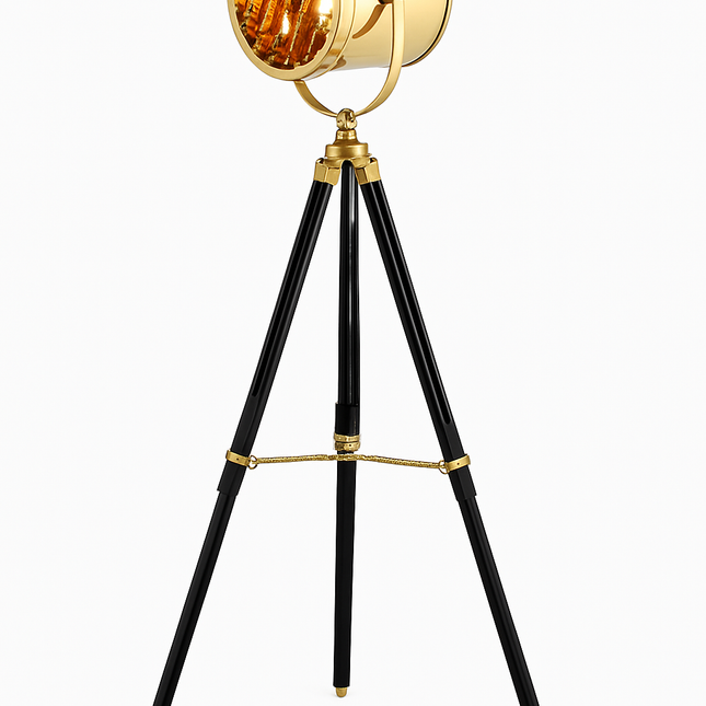 Lampadaire tripode à spot retro chromé Studio