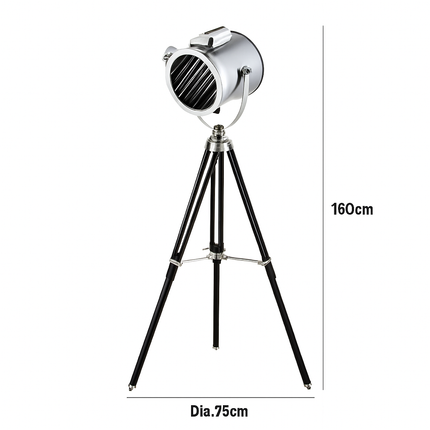 Lampadaire tripode à spot retro chromé Studio