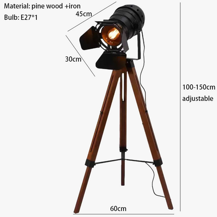Lampadaire vintage en bois pour studio photo et éclairage créatif — LZ4X9Q2F