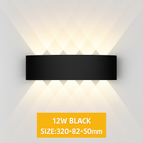 Noir 12W / Chaude 3000K | Aluminium étanche