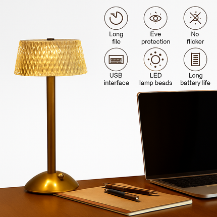 Lampe de bureau LED rechargeable en cristal avec protection des yeux — LZ4X9P