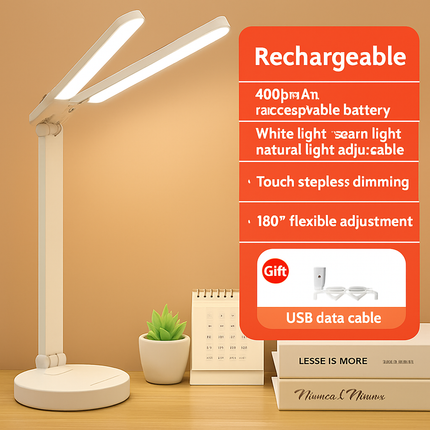 Lampe de table LED tactile rechargeable à 3 niveaux avec veilleuse et protection yeux — LZ4X9M