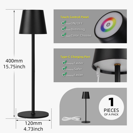 Lampe de bureau LED sans fil avec chargeur USB et ambiance lumineuse — LZ4P9XQ