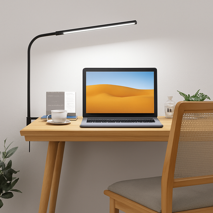 Lampe de bureau LED à pince orientable 360° 3 modes et 10 niveaux de luminosité simple/double — LZ4G7T9
