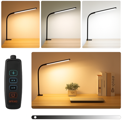 Lampe de bureau LED à pince orientable 360° 3 modes et 10 niveaux de luminosité simple/double — LZ4G7T9
