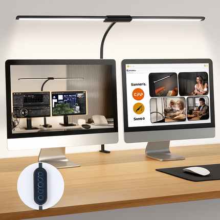 Lampe de bureau LED à pince orientable 360° 3 modes et 10 niveaux de luminosité simple/double — LZ4G7T9