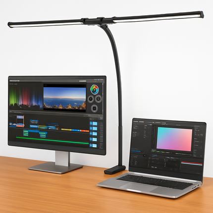 Lampe de bureau LED à pince orientable 360° 3 modes et 10 niveaux de luminosité simple/double — LZ4G7T9