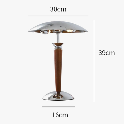 Lampe de bureau nordique en bois avec abat-jour chromé — LZ4X9P2Q
