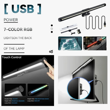 Lampe de bureau portable USB avec éclairage RVB d’ambiance — LZ4X9T2