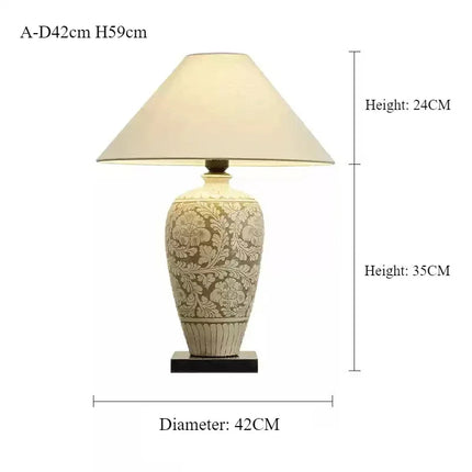 Lampe de bureau rétro en céramique avec abat-jour en tissu — LZ4X9P2