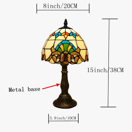 Lampe de chevet baroque en verre Tiffany et métal ancien — LZ4G7M9
