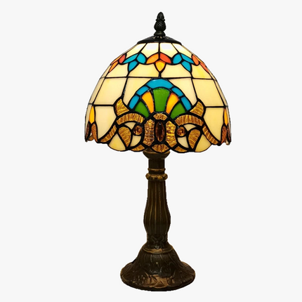 Lampe de chevet baroque en verre Tiffany et métal ancien — LZ4G7M9