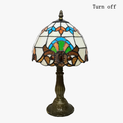 Lampe de chevet baroque en verre Tiffany et métal ancien — LZ4G7M9