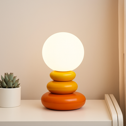 Lampe de chevet nordique en pierre empilée à ambiance lumineuse — LZ4X9T2