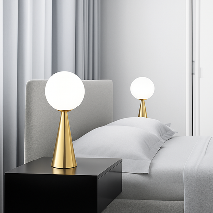 Lampe de chevet design cône doré et lampe boule à poser — LZ4T9QJ