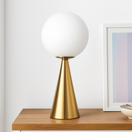 Lampe de chevet design cône doré et lampe boule à poser — LZ4T9QJ