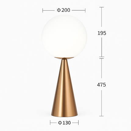 Lampe de chevet design cône doré et lampe boule à poser — LZ4T9QJ