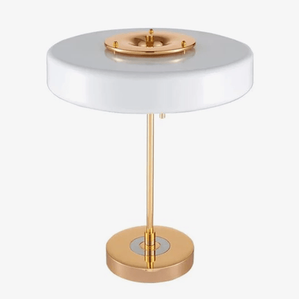 Lampe de chevet dorée avec abat-jour en verre blanc — LZ4X9M2