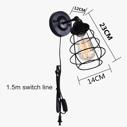 Lampe de chevet en fer avec ampoule rétro et interrupteur intégré — LZ4X9P