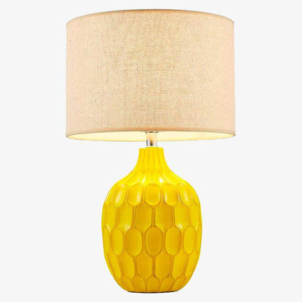 Lampe de table jaune avec abat-jour en tissu style hôtel — LZ4X9Q2