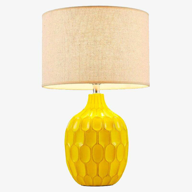Lampe de table jaune avec abat-jour en tissu style hôtel — LZ4X9Q2