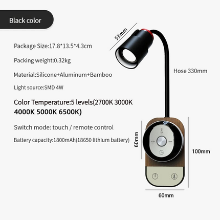 Lampe de chevet LED nordique rechargeable avec télécommande réglable — LZ4X9P2