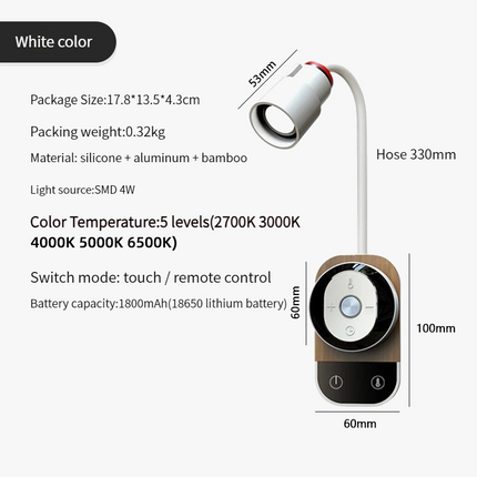 Lampe de chevet LED nordique rechargeable avec télécommande réglable — LZ4QJ7
