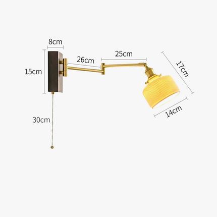 Applique murale bois nordique avec abat-jour céramique ajustable — LZ4X9P2