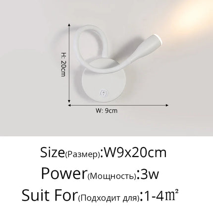 Applique murale LED nordique avec port USB et interrupteur — LZ4X9T2