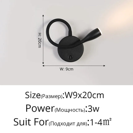 Applique murale LED nordique avec port USB et interrupteur — LZ4X9T2