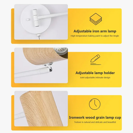 Lampe de chevet nordique pivotante pour lecture et étude — LZ4X9Q