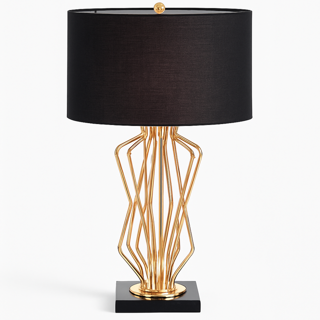 Lampadaire de chevet doré avec abat-jour en tissu — LZ4X9P2