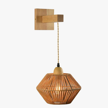 Lampe de chevet rétro en rotin rétractable pour décoration intérieure — LZ4P9XQ