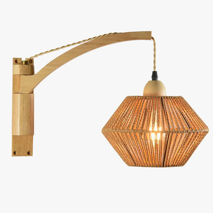 Lampe de chevet rétro en rotin rétractable pour décoration intérieure — LZ4P9XQ