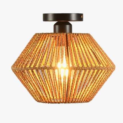 Lampe de chevet rétro en rotin rétractable pour décoration intérieure — LZ4P9XQ