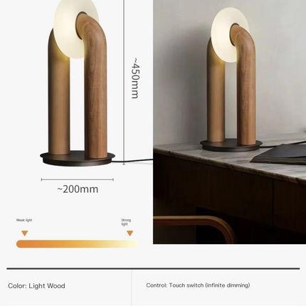 Lampe de chevet japonaise rétro en bois avec design tactile variable — LZ4X9P