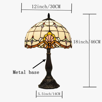 Lampe de chevet Tiffany baroque en verre soudé avec base métal — LZ4X9T2