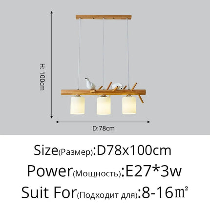 Lampe de table LED nordique avec suspension oiseau en bois — LZ4X9T2