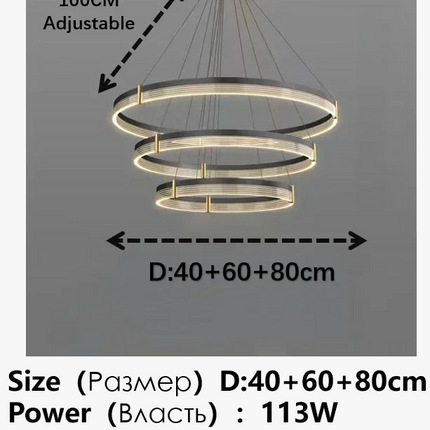 Lustre LED anneau moderne en acrylique avec cercle intérieur — LZ4X9M