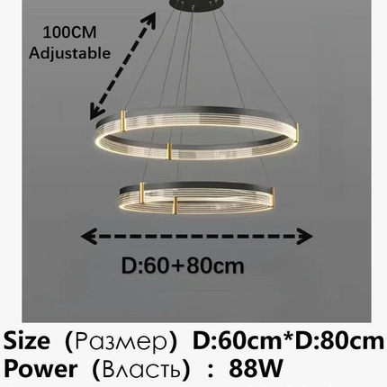 Lustre LED anneau moderne en acrylique avec cercle intérieur — LZ4X9M