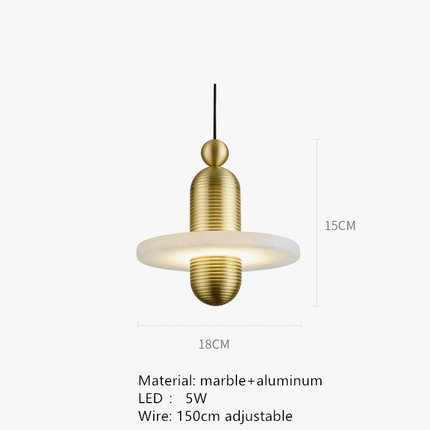 Suspension LED design en marbre et aluminium avec câble ajustable — LZ4G7X9
