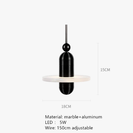 Suspension LED design en marbre et aluminium avec câble ajustable — LZ4G7X9