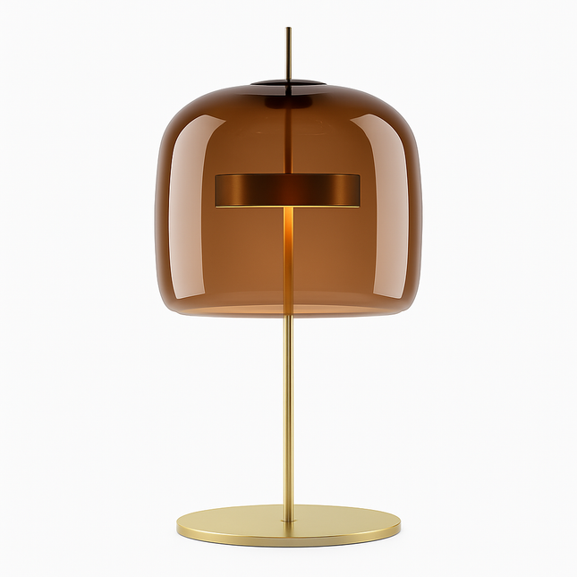Lampe à poser design à LED en métal doré et abat-jour en verre rétro Light