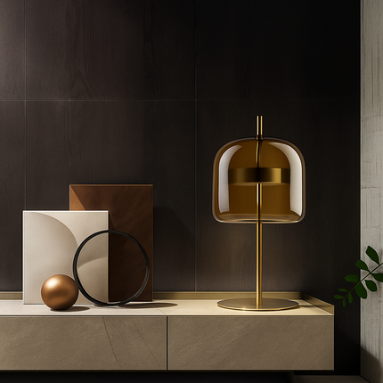 Lampe à poser LED design en métal doré avec abat-jour en verre rétro — LZ4X9T2