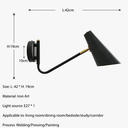 Applique murale rétro noire avec interrupteur réglable LED E27 — LZ4T9X