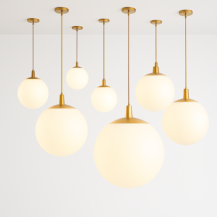 Suspension globe en verre blanc lumineux — LZ4X9M